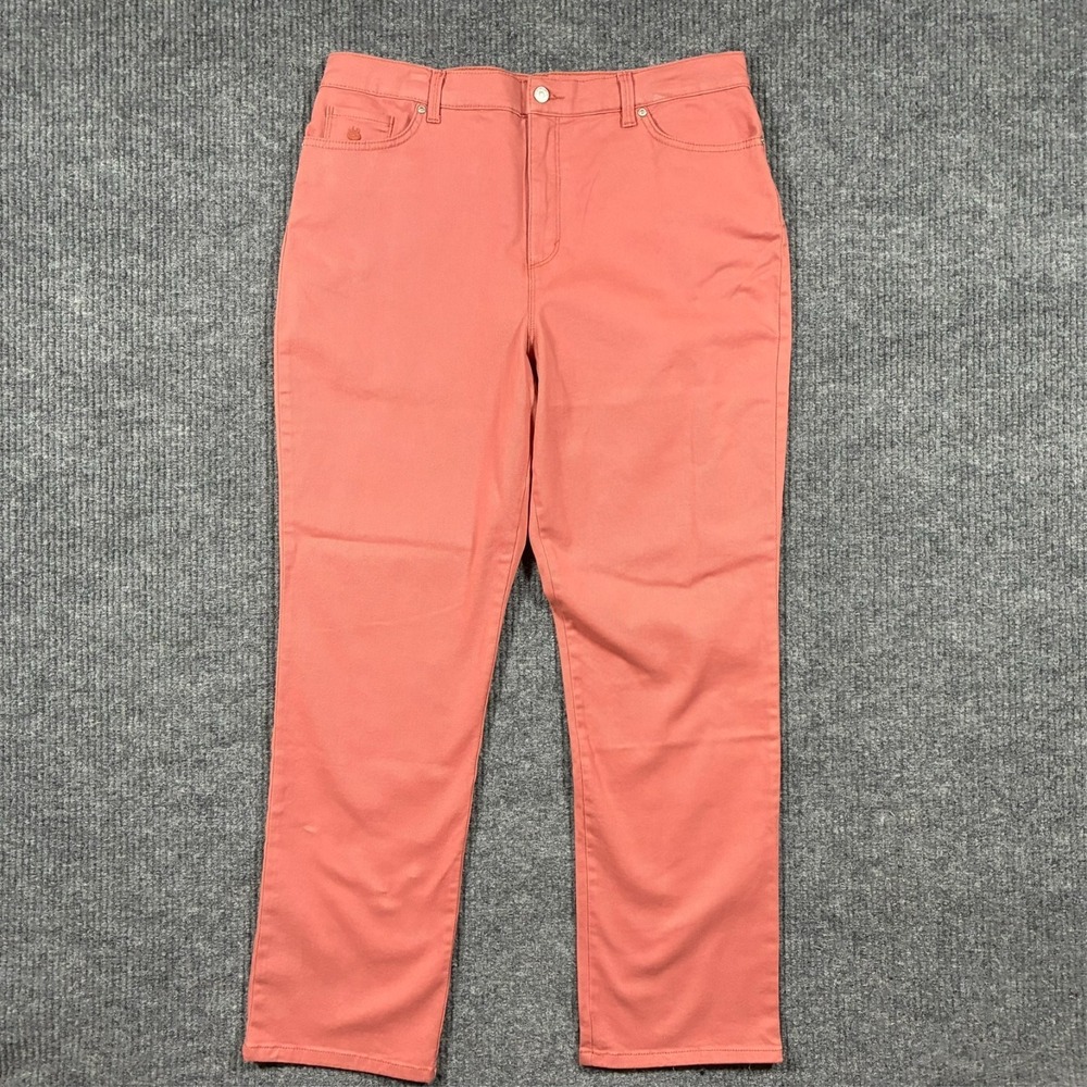 Gloria Vanderbilt Amanda Womens Straight Leg Jeans 16 Pink Stretch High Rise